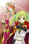  alice_(code_geass) anya_alstreim artist_request blind blonde_hair bodysuit breasts brown_hair cape code_geass dress dual_persona flat_chest fur gloves hair_ribbon knight knights_of_the_round_uniform long_hair mark_nemo midriff multiple_girls nemo_(nightmare_of_nunnally) nightmare_of_nunnally non-web_source nunnally_lamperouge pink_hair red_eyes ribbon sitting small_breasts source_request throne twintails 