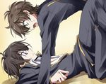  ashford_academy_uniform black_hair brown_hair code_geass green_eyes kururugi_suzaku lelouch_lamperouge male_focus multiple_boys purple_eyes school_uniform surprised touya_(roukaku) 