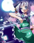  black_hairband blue_eyes ghost hairband katana konpaku_youmu konpaku_youmu_(ghost) mikan_(bananoha) nose_shade open_mouth petals reverse_grip short_hair silver_hair solo sword touhou weapon 