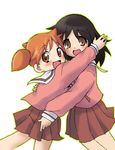  2girls azumanga_daioh azumanga_daiou child cute highres hug kasuga_ayumu mihama_chiyo multiple_girls school_uniform 