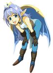  bent_over blue_eyes blue_hair dragon_force elf gloves hands_on_own_knees hirokazu leaning_forward pantyhose pointy_ears solo teiris 