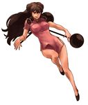  brown_eyes brown_hair china_dress chinadress chinese_clothes chui club dress hair_ornament open_mouth purple_hair ranma_1/2 red_eyes shampoo_(ranma_1/2) smile weapon 