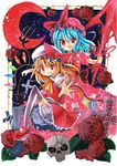  acrylic_paint_(medium) bad_id bad_pixiv_id bat_wings blonde_hair blue_hair colored_pencil_(medium) flandre_scarlet hat kidanieru marker_(medium) multiple_girls red_eyes remilia_scarlet short_hair siblings sisters touhou traditional_media wings 