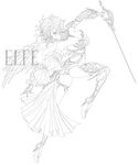  greyscale kamael lineage lineart monochrome pointy_ears sketch solo 