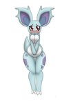  2014 anthro anthrofied bit-small blue_body blush breasts claws female looking_at_viewer nidorina nintendo nude plain_background pok&eacute;mon pussy red_eyes solo video_games white_background white_body 