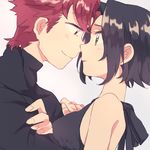  1girl assf_krsya baccano! bad_id bad_pixiv_id black_hair chane_laforet claire_stanfield couple eye_contact hetero long_hair looking_at_another red_eyes red_hair short_hair yellow_eyes 