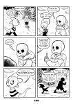  2018 animated_skeleton anthro armless bone c-puff clothed clothing comic english_text hi_res lizard male mammal monster_kid reptile sans_(undertale) scalie skeleton speech_bubble teeth text undead undertale video_games 
