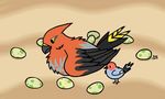  ambiguous_gender animated birdcheese black_eyes cute duo egg fletchling grey_feathers nintendo orange_feathers pok&eacute;mon size_difference talonflame video_games 