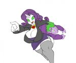  anthro anthrofied big_breasts bigdad breasts carrying cleavage clothed clothing dragon duo equine female friendship_is_magic fur green_eyes hair horn horse huge_breasts legwear long_hair male mammal my_little_pony open_mouth pony purple_hair rarity_(mlp) scalie skirt smile spike_(mlp) stockings thick_thighs unicorn white_fur wide_hips 