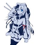  :o animal_ears belt blue blue_eyes blush cannon fox_ears gloves hammer_and_sickle hat hibiki_(kantai_collection) kantai_collection long_hair long_sleeves looking_at_viewer machinery monochrome parted_lips red_ribbon ribbon salute simple_background skirt solo spot_color surume_aburi thighhighs turret twitter_username verniy_(kantai_collection) white_background 