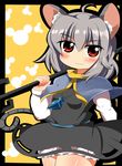  animal_ears bad_id bad_pixiv_id bloomers blush capelet dress grey_dress grey_hair highres motsu_(selshia12) mouse_ears mouse_tail nazrin pendulum red_eyes rod short_dress solo tail touhou underwear 