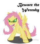  angry cutie_mark drooling equine female feral fluttershy_(mlp) friendship_is_magic fur green_eyes hair horse mammal my_little_pony open_mouth pegasus pink_fur pink_hair plain_background pony saliva sharp_teeth tailzkip teeth white_fur wings 