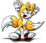  2011 2_tails anthro black_eyes canine cute fox fur gloves male mammal miles_prower multiple_tails open_mouth plain_background sega shoes smile sonic_(series) sonic_generations white_fur yellow_fur 