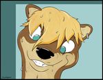  brown_fur ear_piercing fur griff male mammal mustelid otter piercing smile sparklepaws teal_eyes wet 