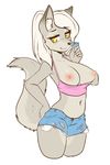  alpha_channel breasts canine clothed clothing condom female flashing looking_at_viewer mammal plain_background skimpy solo transparent_background wolf zyira 