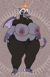  breasts chubby demon dinosaur feathers female horn invalid_tag monster nipples overweight piercing pussy repressed_(artist) ring wings 