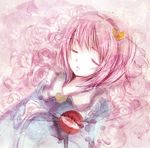  closed_eyes flower flower_bed hairband heart himemurasaki komeiji_satori pink_hair rose short_hair solo third_eye touhou 