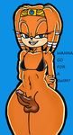  anthro breasts clothing damian_hodge dickgirl erection half-closed_eyes intersex invalid_tag penis plain_background sega solo sonic_(series) swimsuit text tikal_the_echidna tongue tongue_out wide_hips 