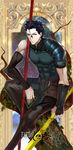  black_hair fate/zero fate_(series) gae_buidhe gae_dearg lancer_(fate/zero) male_focus mole mole_under_eye polearm silk solo spear spider_web tree weapon weed_(astarone) 