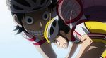  animated animated_gif bicycle_helmet black_eyes black_hair creepy glasses grin helmet midousuji_akira multiple_boys onoda_sakamichi smile yowamushi_pedal 