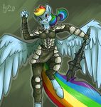  anthro armor female friendship_is_magic mace my_little_pony poisindoodles rainbow_dash_(mlp) weapon 