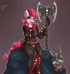  anthro armor axe equine female friendship_is_magic horse mammal mask my_little_pony pinkie_pie_(mlp) poisindoodles pony weapon 