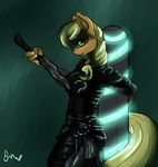  anthro applejack_(mlp) armor armored dagger equine female friendship_is_magic glowing horse mammal my_little_pony poisindoodles pony weapon 