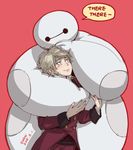  aldnoah.zero baymax big_hero_6 blue_eyes blush comforting crossover hand_on_another's_head hug looking_at_another messy_hair petting shan2000 short_hair silver_hair slaine_troyard smile tears 