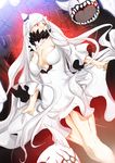  breasts cleavage dress dutch_angle highres horns kantai_collection large_breasts long_hair midway_hime niwatazumi pale_skin red_eyes shinkaisei-kan sketch smile white_dress white_hair 