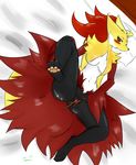  blush breasts canine clitoris delphox female fox fur inner_ear_fluff kamikitsu lying mammal nintendo nipples on_back pawpads paws pok&eacute;mon pussy solo video_games 