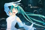  aqua_hair blue_dress bubble catwhathk closed_eyes dress evillious_nendaiki flower hatsune_miku long_hair margarita_blankenheim nemurase_hime_kara_no_okurimono_(vocaloid) poison rose smile solo translated twintails very_long_hair vocaloid 