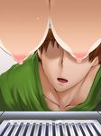  breasts brown_hair ebido faceless faceless_male grate hanging_breasts large_breasts nipples original 