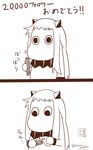  carrot comic commentary cosplay highres holding horns kantai_collection long_hair mayonnaise mittens monochrome moomin muppo no_humans northern_ocean_hime northern_ocean_hime_(cosplay) sazanami_konami shinkaisei-kan translated 