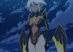  1girl breasts dark_skin female highres large_breasts night screencap shinmai_maou_no_testament solo stitched wings zest 
