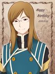  birthday brown_hair dated english glasses hakkatou happy_birthday jade_curtiss long_hair male_focus red_eyes smile solo tales_of_(series) tales_of_the_abyss 