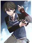  black_hair blue_eyes horikawa_kunihiro katana male_focus solo sword touken_ranbu ui_(majiwi) weapon 