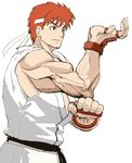  dougi fighting_stance male_focus muscle red_hair ryuu_(street_fighter) sleeveless solo street_fighter street_fighter_i 
