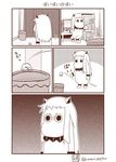  comic cosplay greyscale horns kantai_collection mittens monochrome moomin muppo no_humans northern_ocean_hime northern_ocean_hime_(cosplay) sazanami_konami shinkaisei-kan silent_comic simple_background translation_request trash_can 