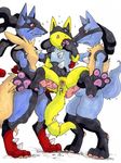  2014 3_toes ? after_sex animal_genitalia anus balls barefoot black_fur blue_fur blush butt canine claws clitoris cum cum_in_ass cum_in_pussy cum_inside cum_on_tail erection eyelashes female fur glans group knot lift lucario male mammal mega_evolution mega_lucario nelsonnoir nintendo nude open_mouth orange_eyes penis pok&eacute;mon pussy red_eyes sex shiny shiny_pok&eacute;mon smile spikes spread_legs spreading standing sweat teeth toe_claws toes vein video_games yellow_fur 