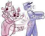  blush bow breasts conjoined dress embarrased female five_nights_at_freddy&#039;s five_nights_at_freddy&#039;s_2 human male mammal mangle_(fnaf) naughty_face snaxattacks spanking 