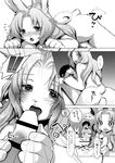  anthro blush censored comic cum duo erection female female_on_top fur greyscale hair human human_on_anthro interspecies japanese_text kiichi lagomorph licking long_ears long_hair male male/female mammal manga monochrome nude on_top open_mouth oral penis penis_licking rabbit sex straddling text tongue tongue_out translation_request whiskers 