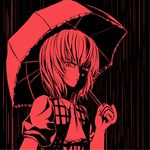  angry ascot aw bad_id bad_pixiv_id kazami_yuuka monochrome plaid plaid_vest red short_hair solo touhou umbrella vest 