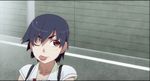  :p bakemonogatari black_hair brown_eyes cap kanbaru_suruga short_hair tongue wink 