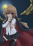  aisaka_taiga bad_id bad_pixiv_id brown_eyes brown_hair cape cosplay el_(canon_jihad) kugimiya_rie long_hair louise_francoise_le_blanc_de_la_valliere louise_francoise_le_blanc_de_la_valliere_(cosplay) moon night pentacle seiyuu_connection thighhighs toradora! wand zero_no_tsukaima 