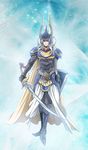  armor cape dissidia_final_fantasy final_fantasy final_fantasy_i male_focus muse_kuruu_otome solo sword warrior_of_light weapon 