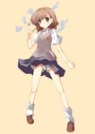  bad_id bad_pixiv_id biribiri brown_hair coin electricity hair_ornament hairclip highres misaka_mikoto plus9 school_uniform short_hair shorts solo to_aru_majutsu_no_index 