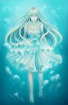  barefoot blonde_hair blue_eyes cilq dress long_hair original solo underwater water 