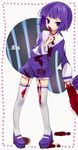  blood elysion knife mary_janes purple_eyes purple_hair shoes short_hair solo soror sound_horizon thighhighs yukian zettai_ryouiki 