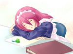  closed_eyes folder maid pen piku pink_hair shakugan_no_shana short_hair sleeping solo wilhelmina_carmel 