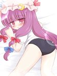  ass blush cameltoe crescent hat long_hair patchouli_knowledge purple_eyes purple_hair ribbon ry solo touhou 